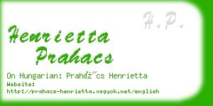 henrietta prahacs business card